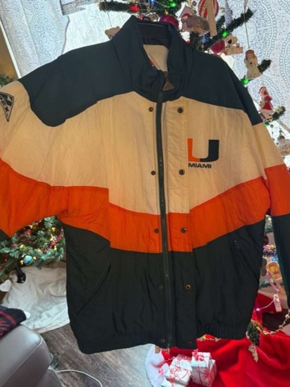 Miami Varsity Bomber Jacket - Black, Orange, White